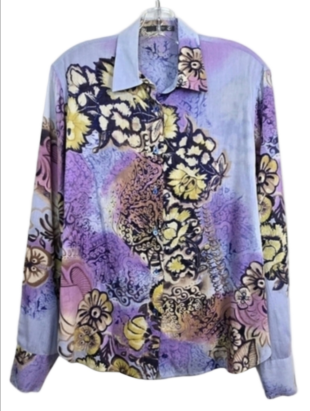 ๐ETRO๐ฎ๐น Purple & Yellow Floral Button Down, Size 48 ~ EUC